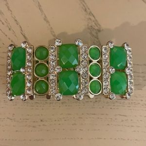 Emerald cut lime green rhinestone bracelet
